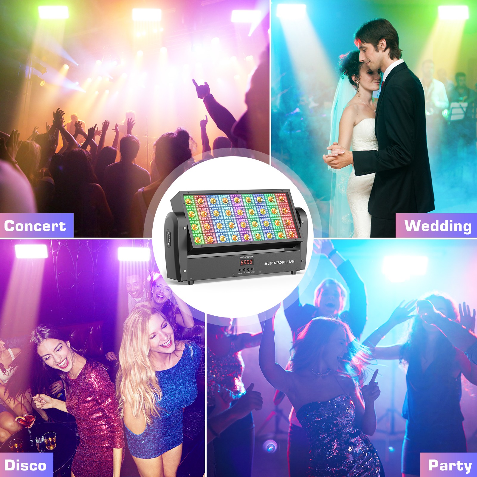 200W LED Strobe Wall Wash Light Stage Effect Beam Lights RGB DMX Party DJ Lights