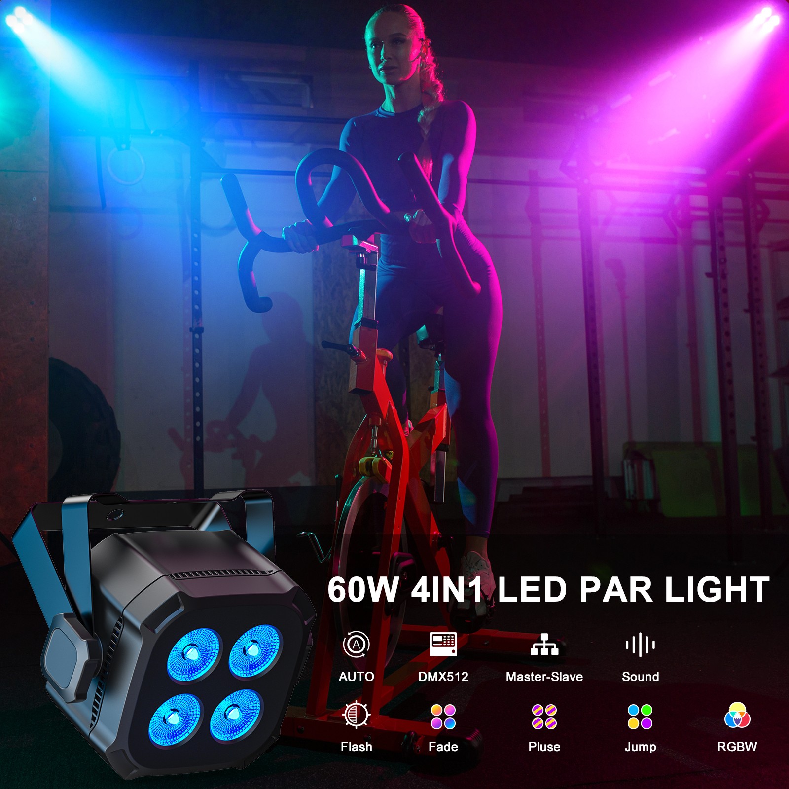 Mini Stage Lights, Corded 4 * 15w Led Par Lights, For stage disco patry Lights