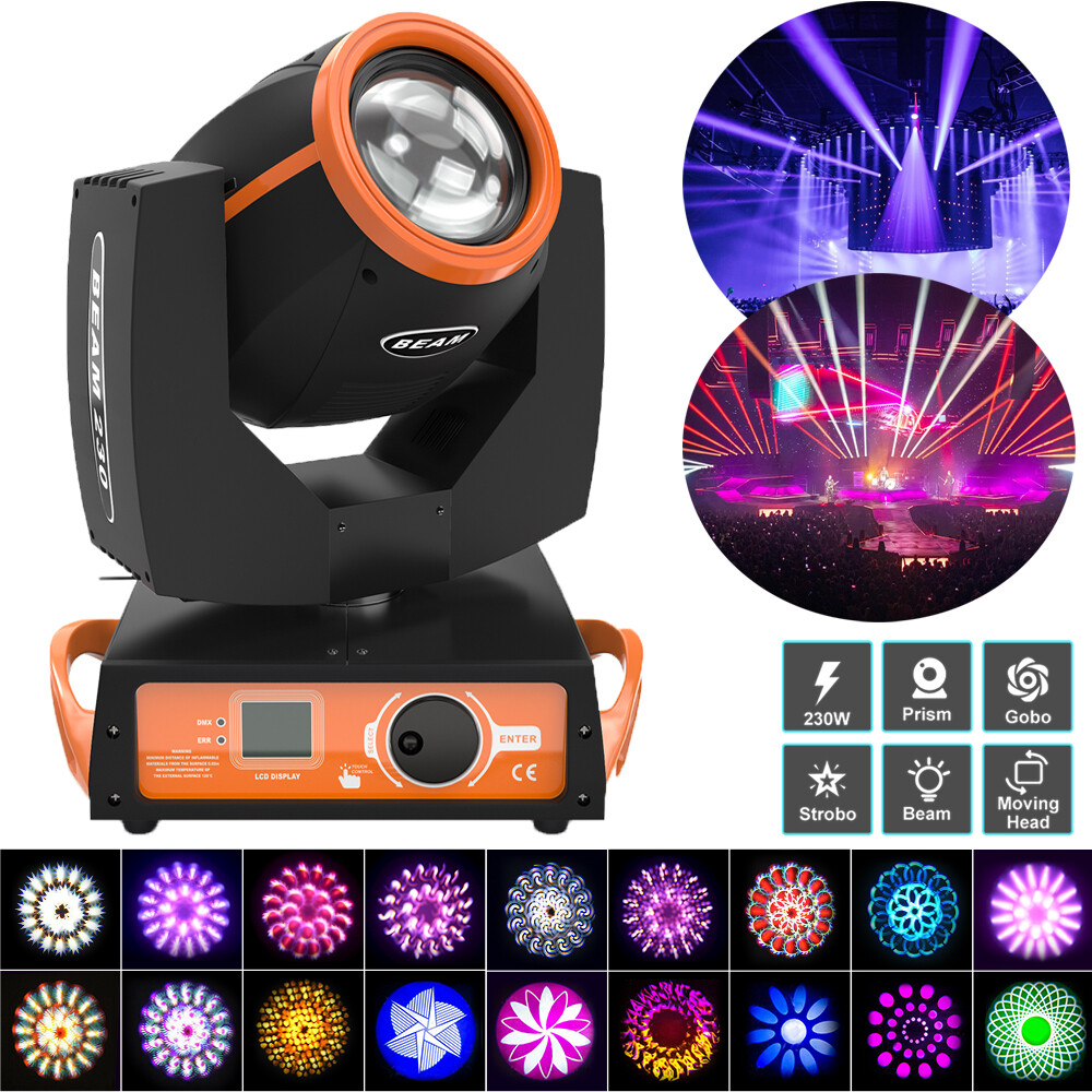 7R Beam Moving Head Light 230W Gobo Stage Lighting 16 Prism DJ Party Flight Case
