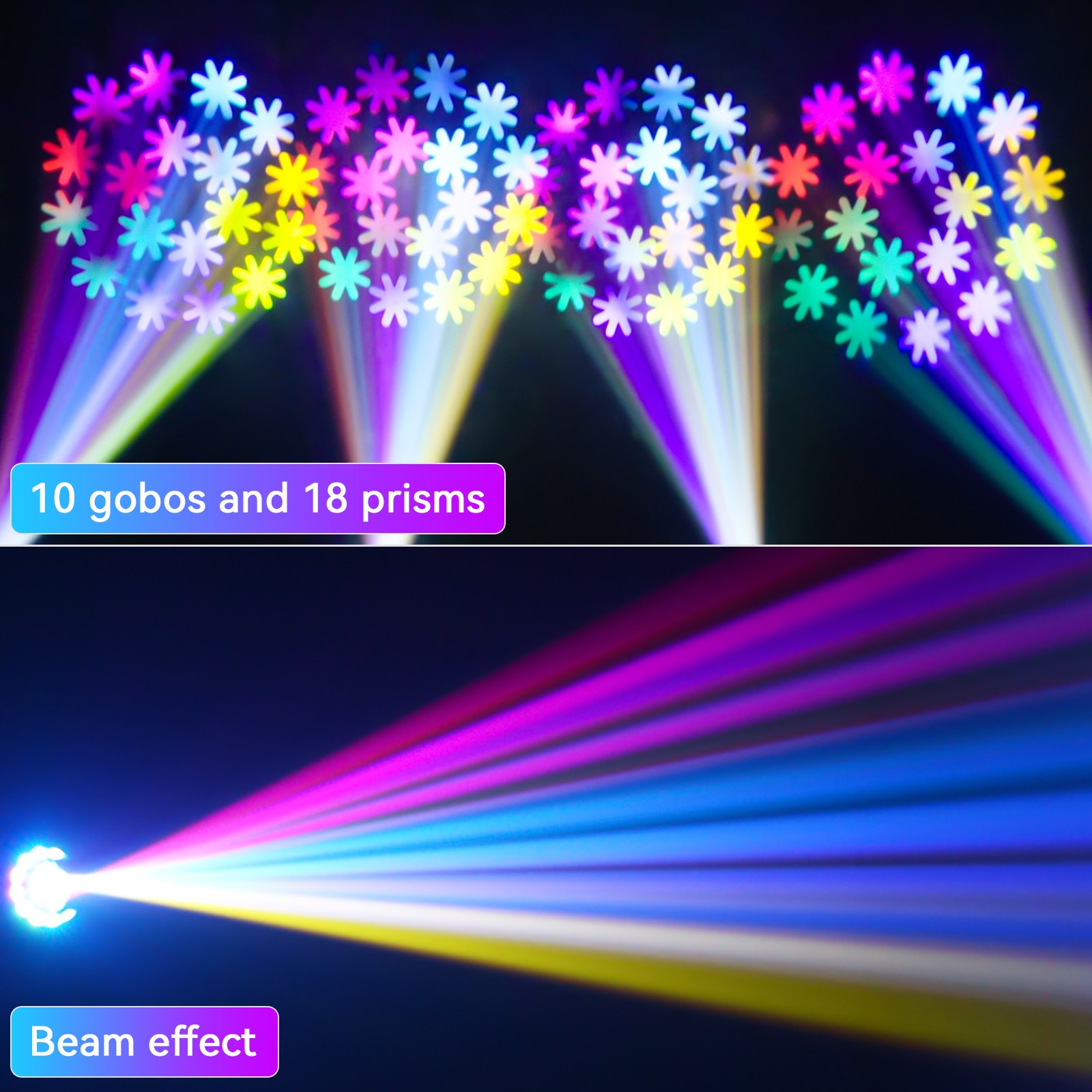 150W LED Moving Head Lights 18Prism RGBW Gobo Beam Stage Spot Light DJ Disco DMX