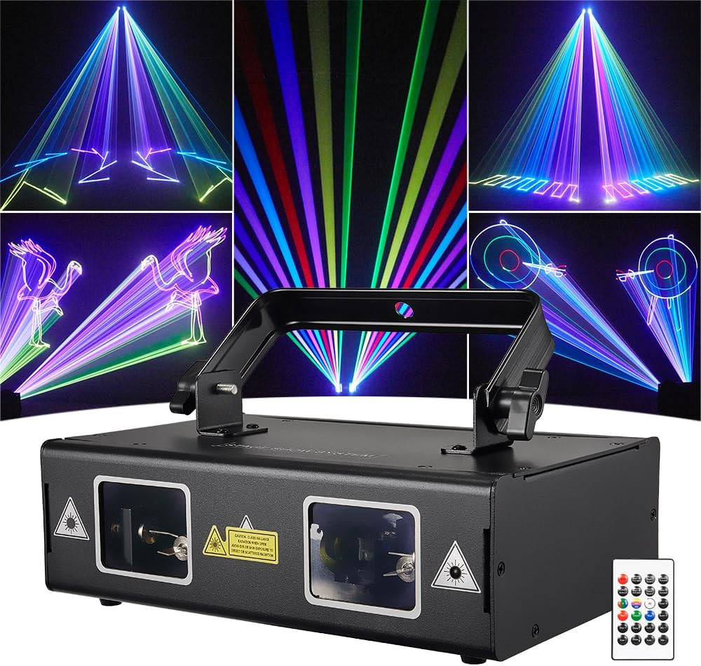 3D RGB Laser DJ Light with DMX, Music Sync & Remote for Parties & Events