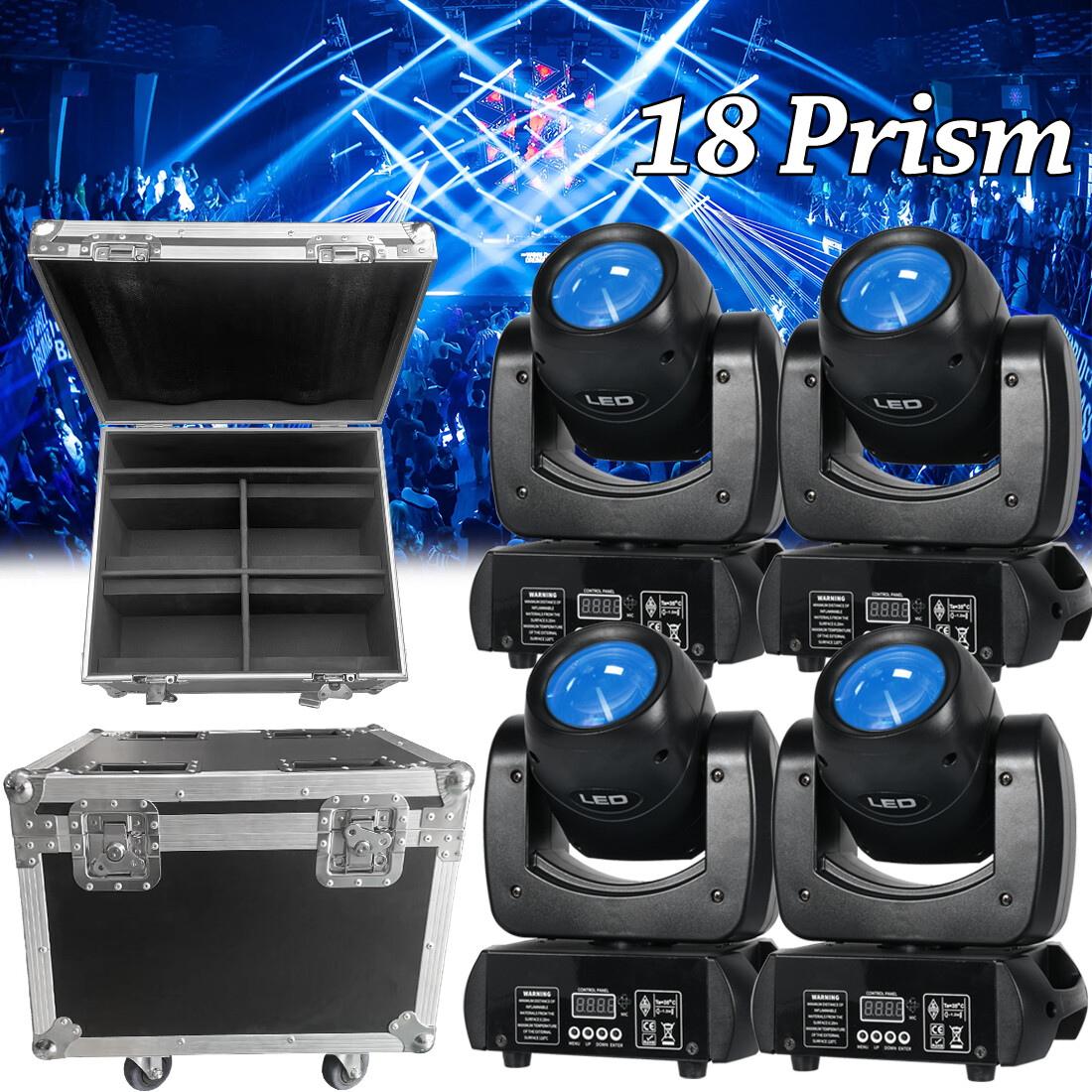 18Prism LED Moving Head Light RGBW Gobo Beam Stage DJ Disco Show DMX Lighting