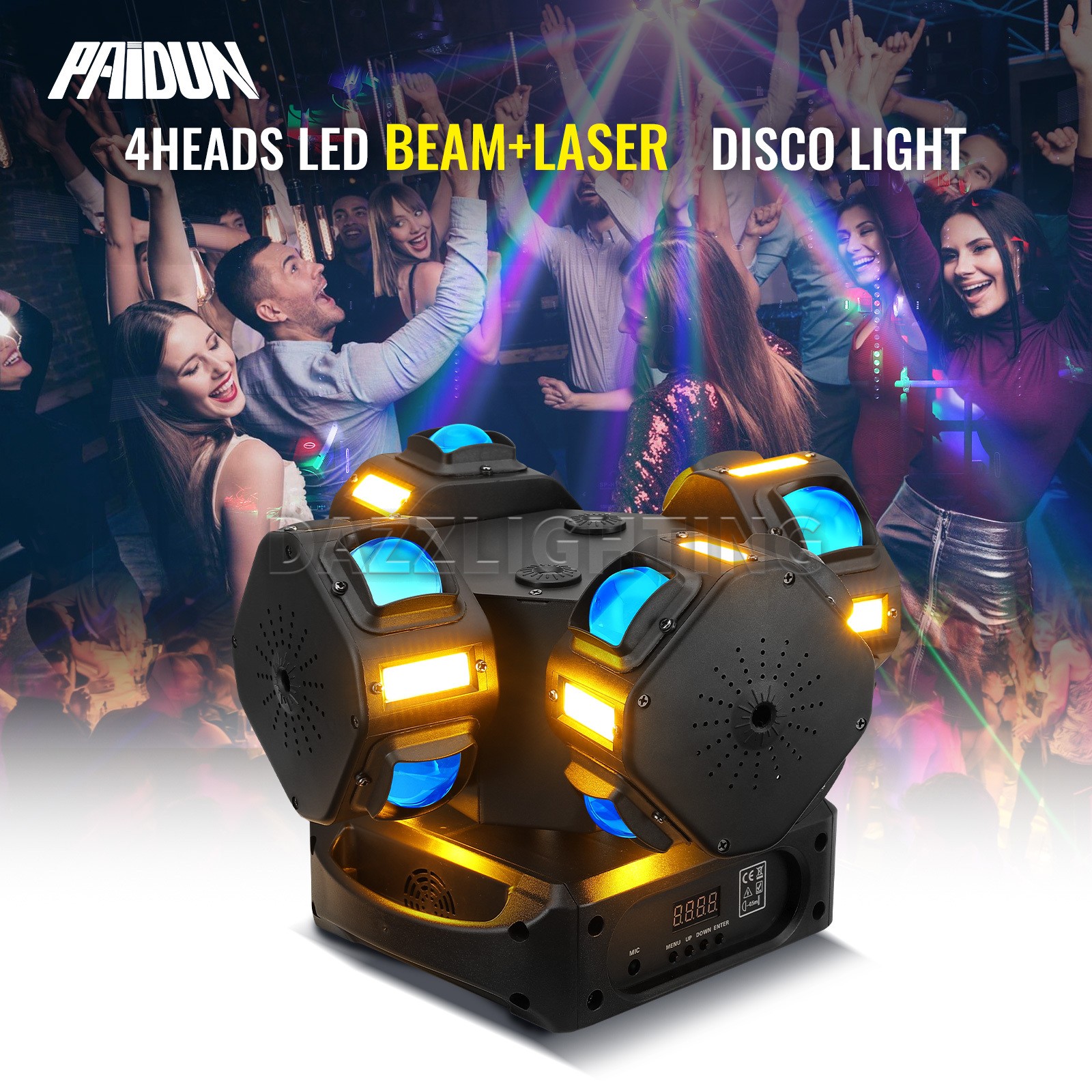 PAIDUN 4 Arms RGBW Cree LED Moving Head Light Laser Beam Strobe Nightclub Disco