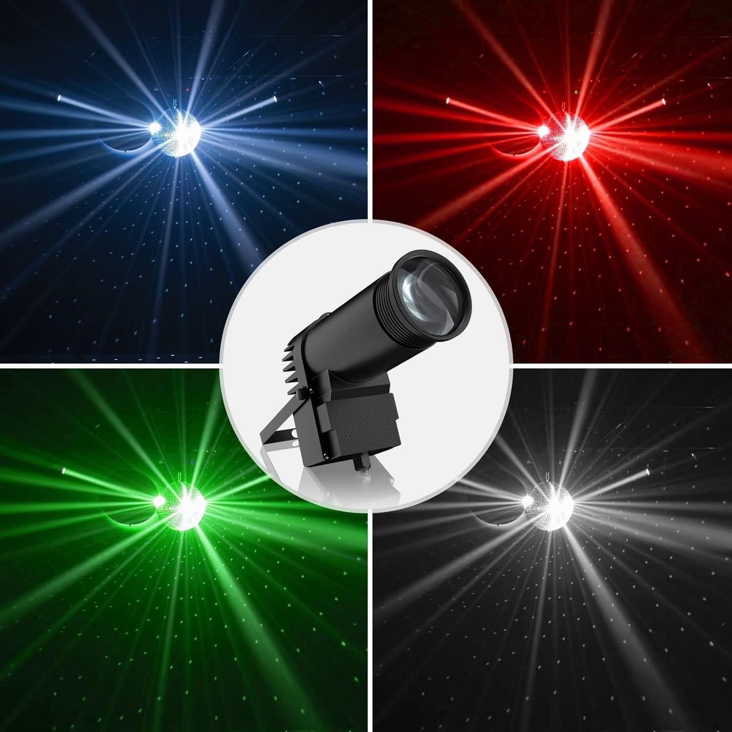 Multipurpose RGBW Pinspot Light with Sound Activation for DJ and Events