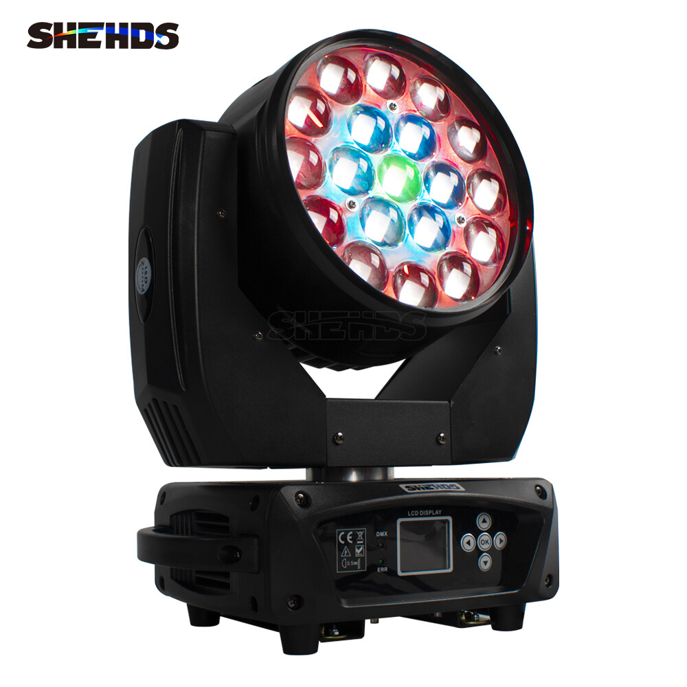 SHEHDS 4PCS 19x15W LED Zoom Moving Head Stage Light RGBW Wash Lighting Party Bar