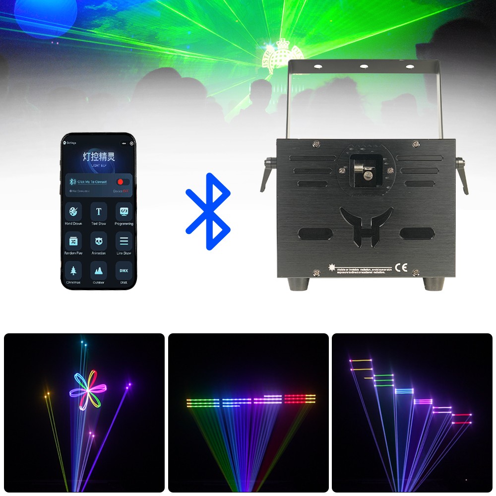 8W Full Color Animation Laser Light DMX APP Control RGB Wedding Effect Lighting