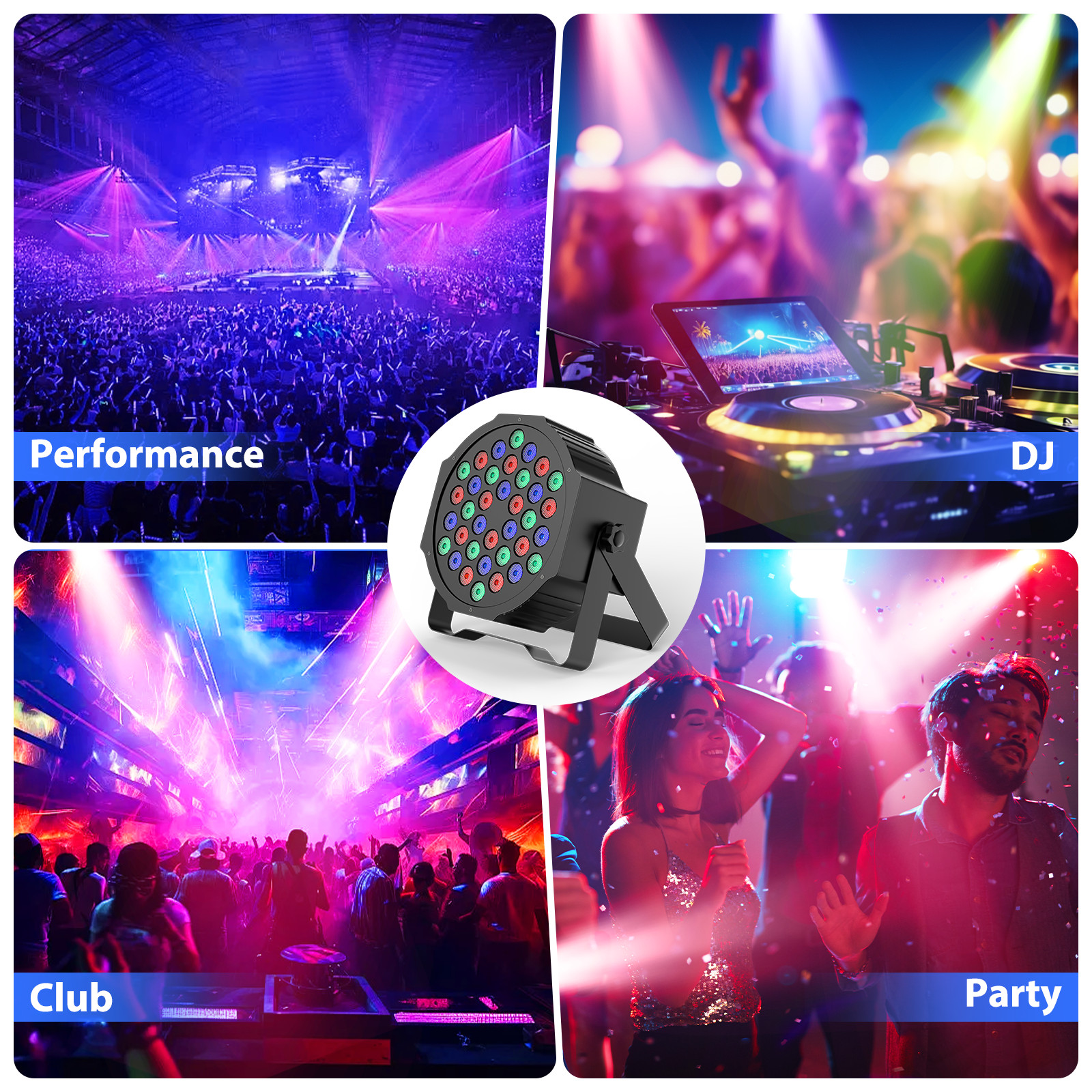 10pcs 108W PAR Can Stage Lighting RGB 36LED DMX DJ Lights Disco Wash Party Show