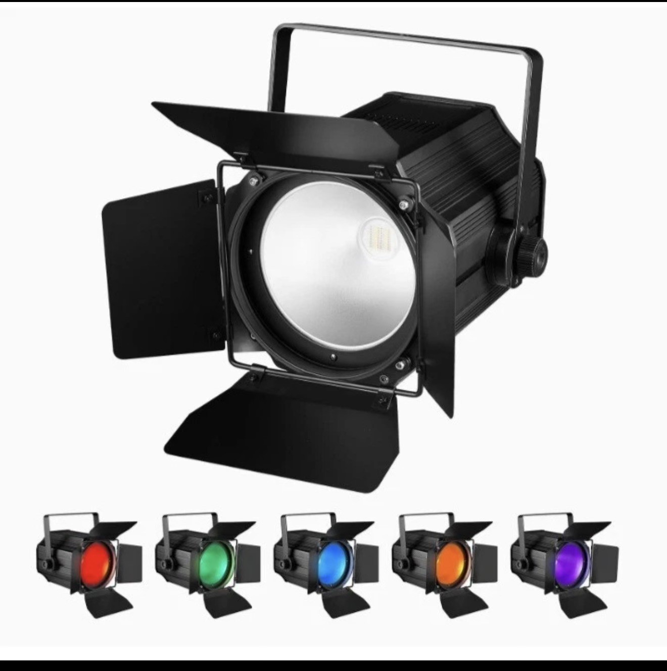LED 200W COB Stage Lights with Barn Doors, RGBWA 6in1 COB Par Lights, DMX/Mas…