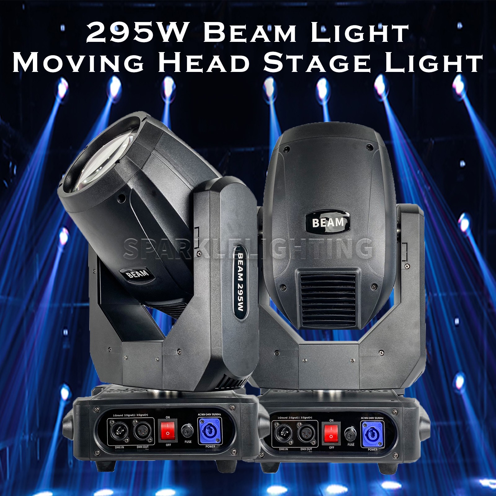 PAIDUN 2Pack Beam 295W 14R Moving Head Light Double Prism Rainbow Fogging Effect