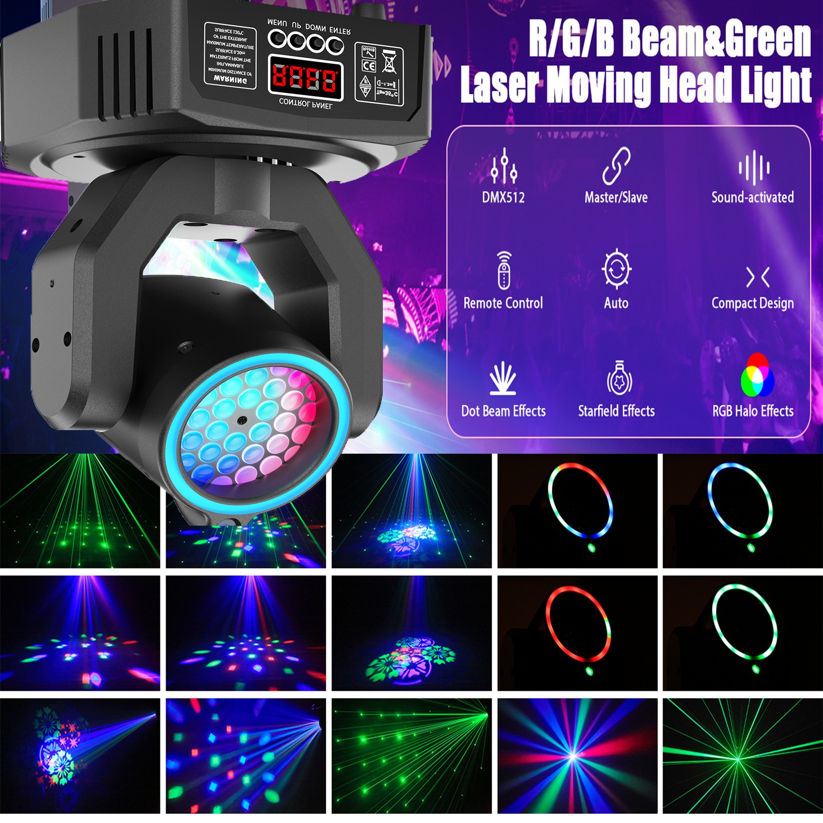 120W LED Laser DOT Beam Moving Head Light with Colorful Ring Effect for DJ Club