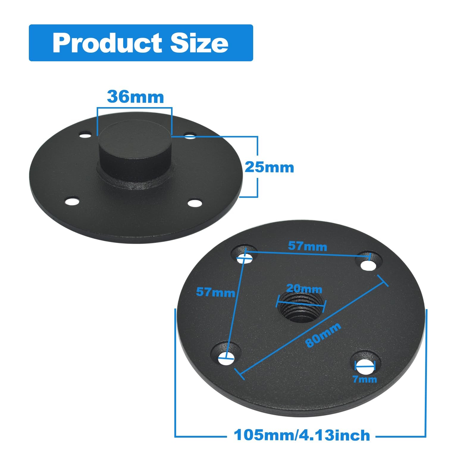 Speaker Stand Adapter,4.13″x1″,All Metal Speaker Stand Top Hat w/ M20 Threading
