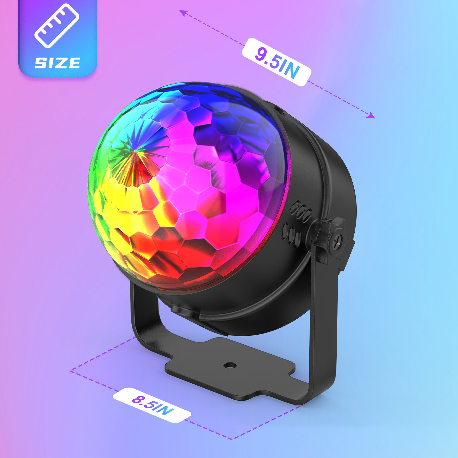 Sound Activated Magic Ball Light RGB Color Mixing Disco Party KTV Light W/Remote