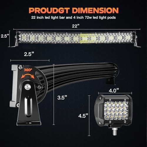 LED Light Bar Kits for Truck – 22 Inch 4 Inch Led Pod Lights 390W Led Light Bar