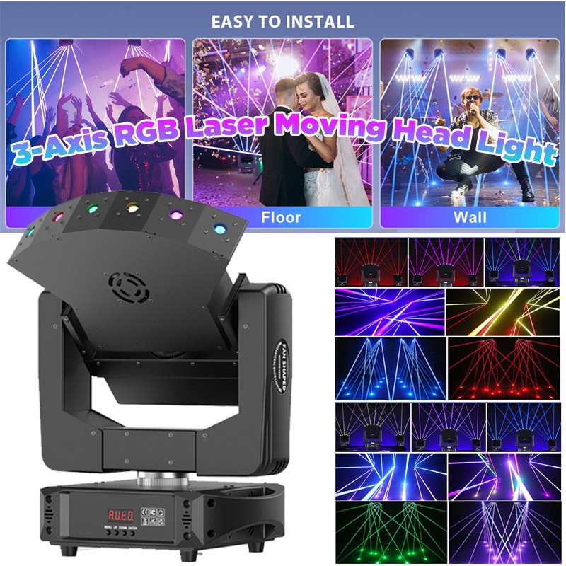 UKING 6Eyes RGB XYZ DJ Laser Light Moving Heads DJ Disco Show Party DMX Lighting