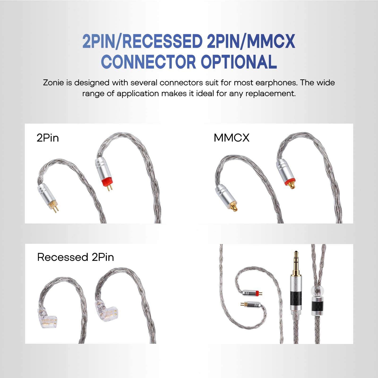 Tripowin Zonie IEM Cable, 16 Core Silver Plated Earphone Upgraded Cords, 1.25…