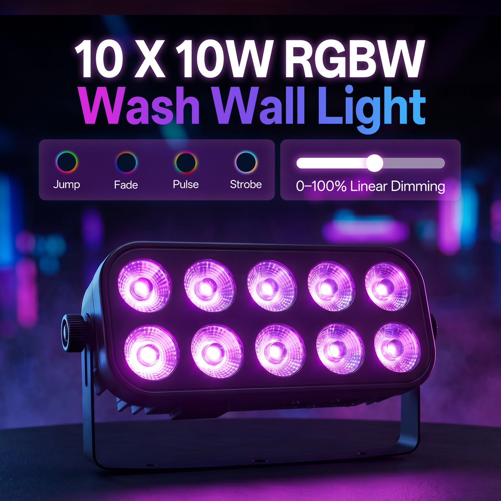 100W LED Stage Lighting Bar RGBW 10LED DMX512 Strobe Effects Wash Light DJ Disco