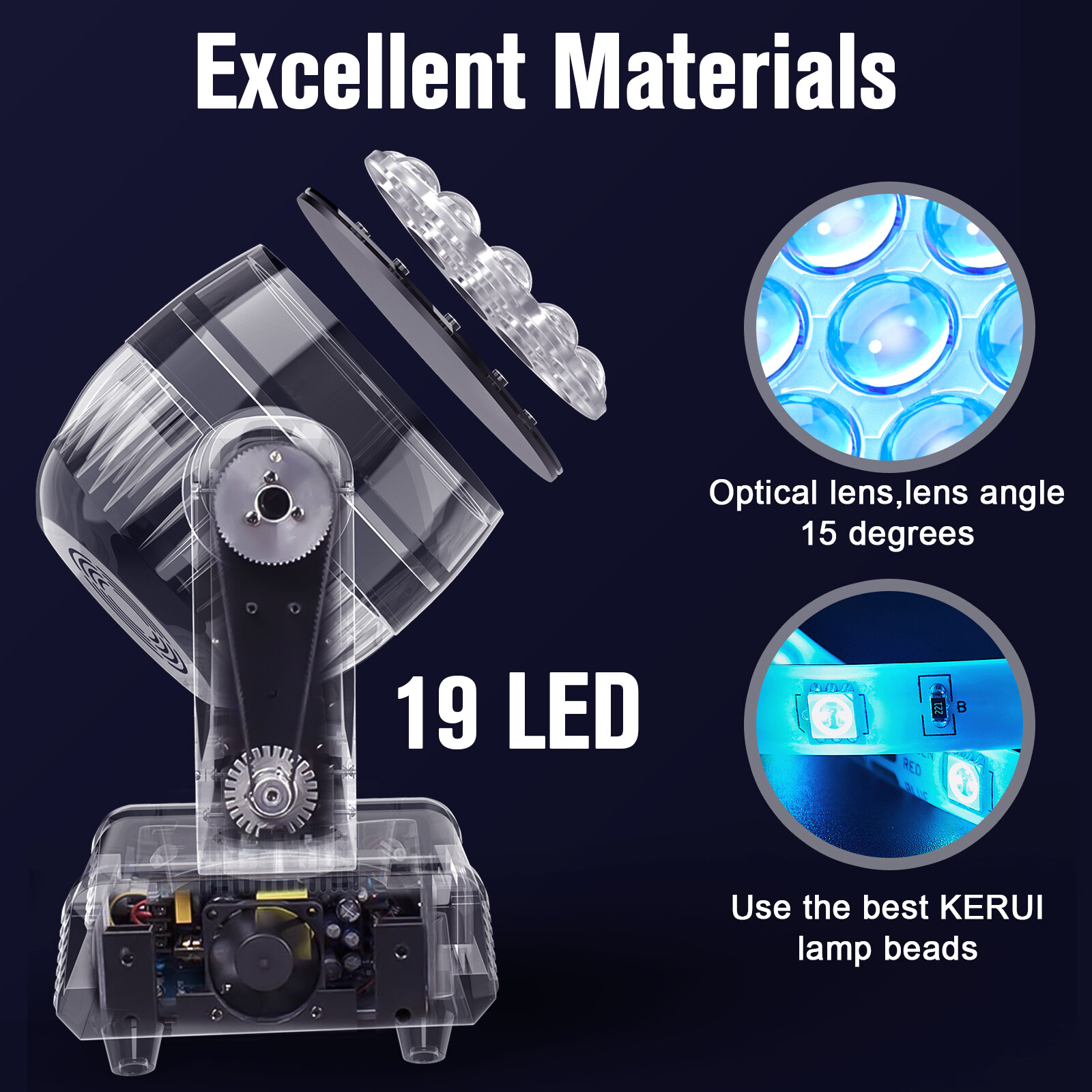 19x20W LED Moving Head Light RGBW Zoom Beam Stage Wash Lighting Party DJ Show